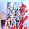 Udi 2014 acrylic monoprint and pastel